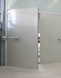 Powered acoustic doorset, 4.2m wide x 3.5m high, for vehicle testing station